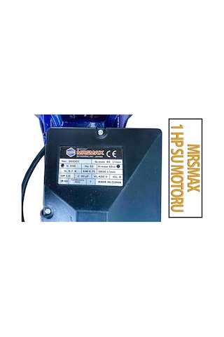 0,75 Kw 1,0 Hp 2850 R/min 4,7 A. Su Motoru 220 V/50 Hz