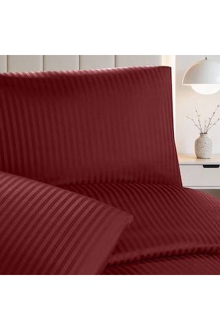 Linestyle Çift Kişilik %100 Pamuk Saten 90 Tel Nevresim Seti Bordo 3 Parça