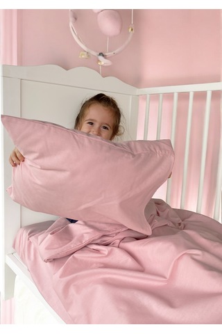 Joyous Mom Kids Akfil Bebek Nevresim Takımı Lastikli Çarşaf Dahil Takım Pembe