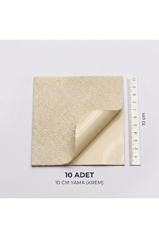 Halfart Kendinden Yapışkanlı Alcantara Tamir Yaması 10x10 Cm 10 Adet Süet Kumaş Deri Koltuk Araba Onarım Yaması Krem