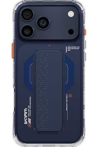 Apple Uyumlu iPhone 17 Pro Max  Kılıf Skinarma M-safe Özellikli Airbag Tasarımlı Standlı Haxa Kapak Mavi Mavi