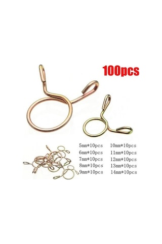 Trendooze 100 Adet Çinko Kaplama Hortum Kelepçesi, Yay Klips, Dişli Yakıt Hattı Kelepçesi 0546 Diğer