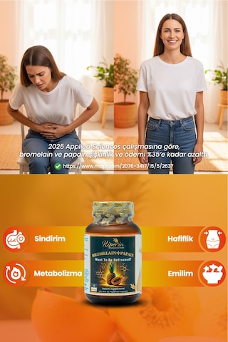 Kiperin Bromelain 2500 Gdu & Papain - Doğal Proteolitik Enzim 30kapsül & 700mg Akıllı Gıda Takviyesi