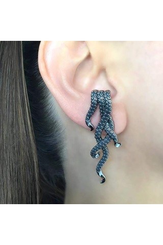 Ahtapot Dokunaç Hayvan Abartılı Küpeler Kadın Modası Retro Alaşımlı Küpeler Antik Gümüş