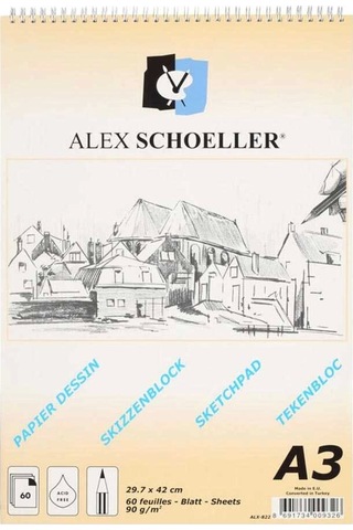 Alex Schoeller Spiralli Eskiz Bloknot A3 90gr 60 Yaprak