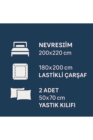 Conzaliza Çift Kişilik Pamuklu Nevresim Takımı Tam Takım Lastikli Çarşaflı Gri - Mavi