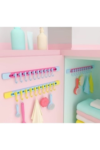 Askımo - 10 Kancalı Raylı Mutfak Ve Banyo Düzenleyici Askı 30 Cm Muhtelif