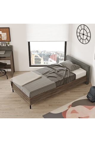 Robinhome Robin Home Dream Tekli Karyola Metal Ayak Kahve-Beton Dr4-Cg