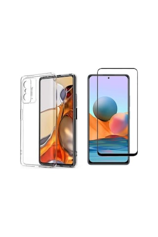 Xiaomi Mi 11t Pro Kamera Korumalı Premium Silikon Telefon Kılıfı + Tam Kaplayan Ekran Koruyucu Cam Turuncu