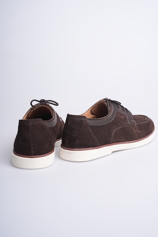 Fame Step Hakiki Deri Erkek Loafer Ayakkabı Casual Süet Günlük Rahat Bağcıklı Model Ravenna Kahverengi