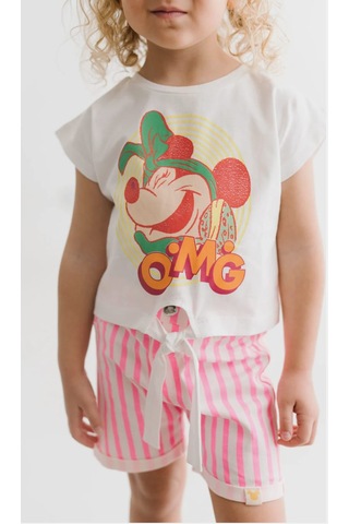 Minnie Mouse Ekru Kız Çocuk Bluz Şort Alt Üst Takım Mn17465 Ekru