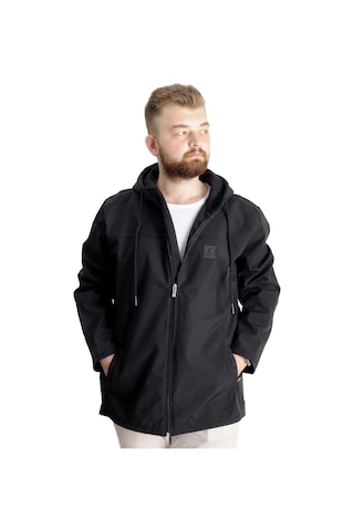 Mode Xl Erkek Softshell Parcalı Kapsonlu Mont 21235 Siyah 001