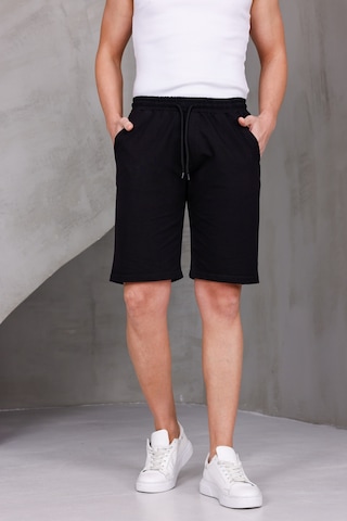 Dark Moda Erkek Sade Oversize İki İplik Kompakt Şort Siyah
