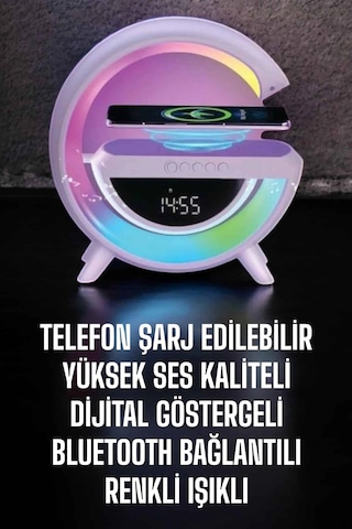 Bluetooth Hoparlör 15w Kablosuz Hızlı Şarj Led Gece Lambası 04666207