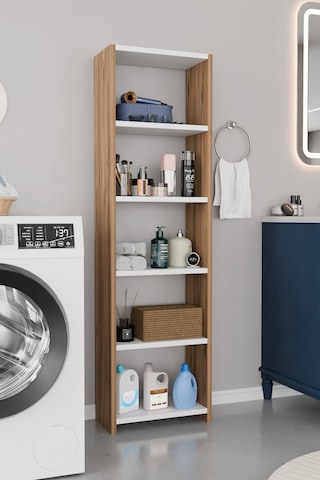 Alpaevmobilya Ahşap 5 Raflı 150 Cm Çok Amaçlı Açık Banyo Dolabı Düzenleyici Raf Ve Çamaşır Odası Dolabı Atlantik Çam - Beyaz
