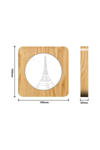 Soulader Ahşap Eyfel Kulesi Tasarımı Usb Şarjlı Dekoratif Gece Lambası Beyaz