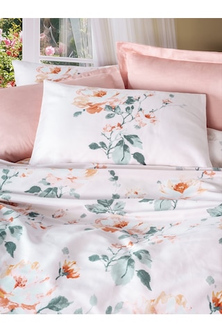 Cotton Box Saten Çift Kişilik Nevresim Takımı Verna Pudra Pudra