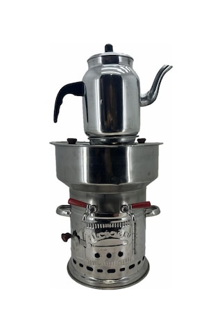 Paslanmaz 304 Çelik 7 L Çift Hazneli Demlikli Semaver