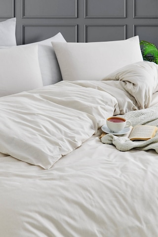 Tabu Home İpliği Boyalı Bej Çift Kişilik Nevresim Seti