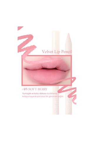 Kremsi e Sahip Dudak Kalemi Ve Kalemtıraş Seti Clıo Velvet Lip Pencil Set 05 Soft Berry 05