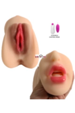 Erofoni Ultra Süper Realistik 3 İşlevli Titreşimli Yapay Suni Vajina Anüs Ağız Mastürbatör