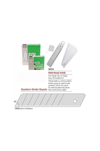 Maket Bıçağı Yedeği Geniş 5 Tüp 10 Lu 18 Mm Sdı Falçata Bıçağı Yedek Ağızları Koli Karton Kesici Hobi