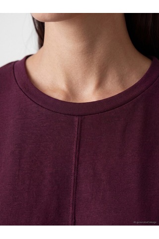Lcw Petite Bordo Soft Touch Asimetrik Kesim Kadın Tişört