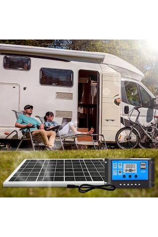 Boatshop1 1 Adet Polikristal Silikon Taşınabilir Güneş Paneli Seti 60a Kontrol Cihazı Aksesuarlar 18v Dc Port Usb Arayüzü Kamp Yürüyüş Arabalar Tekneler İçin