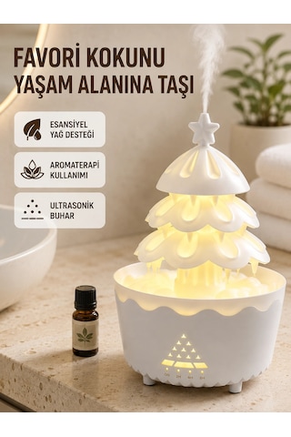 Mey İthalat 250 Ml Şans Ağacı Hava Nemlendirici Çok Renkli Işıklı Aroma Cihazı