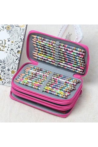 Agoodshop Büyük Kapasiteli 3 Bölümlü Kalemlik Kalem Kutusu 3bp-yeşil