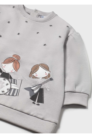 Kız Bebek Baskılı Elbise 2921 Gri