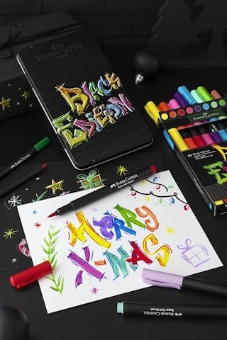 Ayrex Black Edition Keçeli Kalem Fırça Uç 10'lu, Parlak Renkler, Yazım Ve Boyama İçin Uygun, Yumuşak Ve Esnek U