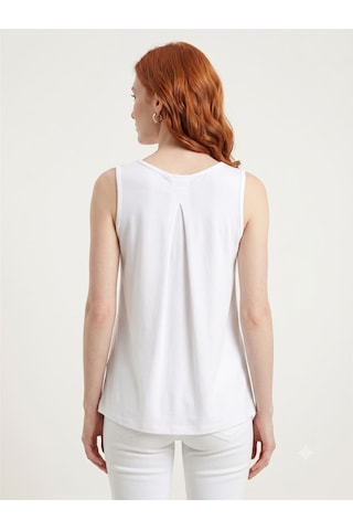 Neden Tekstil Kadın Basic Pamuklu Turuncu Askılı T-shirt - Beyaz
