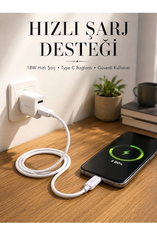 Type-c Girişli Cihazlar İçin Şarj Kablosu