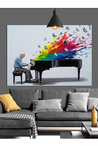 Piyano Çalan Piyanist Sanat Dekoratif Kanvas - Mdf Ahşap Tablo