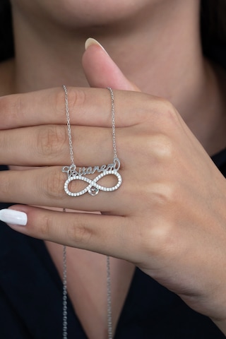 Sonsuzluk Bitanem Yazılı Kadın Gümüş Kolye Sevgiliye Wsn95