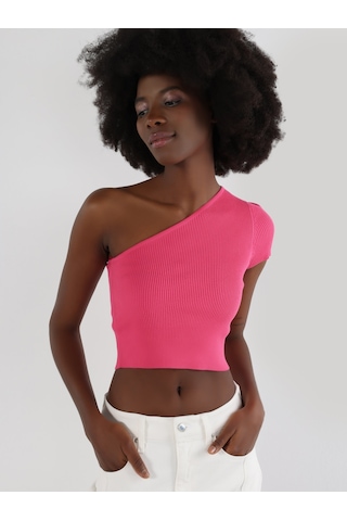 Colin's Slim Fit Strappy Crop Pembe Kadın Kısa Kol Tişört CL1064263_Q1.V1_PFS