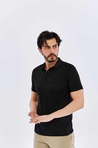 Süvari Slim Siyah Erkek Polo Yaka T-shirt Ts1014000474