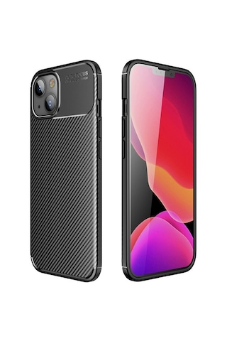 Smcaseİphone Uyumlu 13 Kılıf Negro Karbon Silikon Nano Ekran Koruyucu Siyah