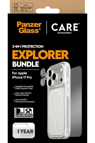 Care By Panzerglass Flagship Apple Uyumlu iPhone 17 Pro 3'lü Explorer Telefon Koruma Set - Bundle Uwf+kılıf+lens