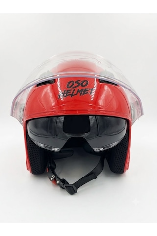 Oso Helmet Yarım Kask Gözlüklü Kırmızı - Xl Beden