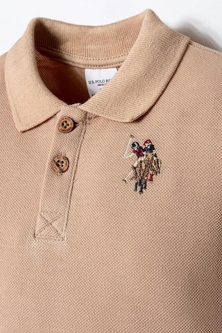U.S. Polo Assn. Erkek Bebek 2 Li Şort T-şhirt Takım Bej-2264 Bej