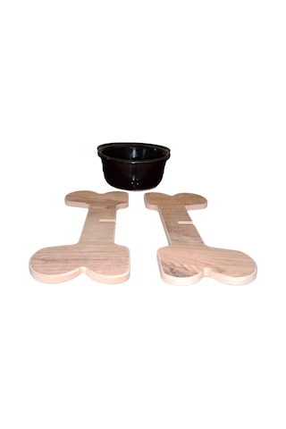 Realwood Seramik Kaseli Ahşap Ayaklı Tekli Kedi Köpek Mama Su Standı