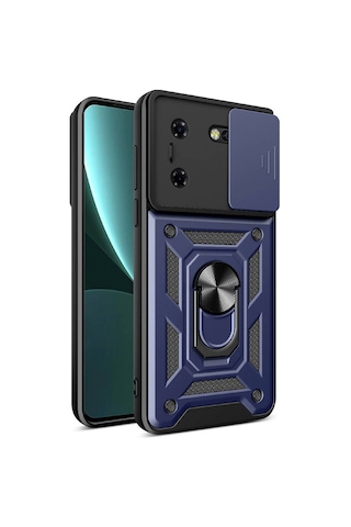 Tecno Pova 5 Kılıf Sürgülü Kamera Koruyucu Manyetik Standlı Tank Koruma Ata Pro Tech Mavi
