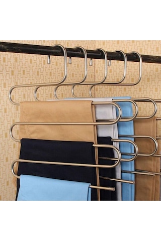 Arvale 4 Adet Metal Pantolon Eşarp Askısı 5 Katlı 4 Adet Askı
