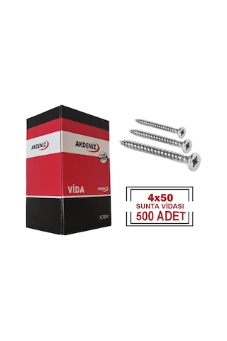 Akdeniz 4x50 Sunta Vidası 500 Adet Akdeniz 4x50 Sunta Vidası 500 Adet
