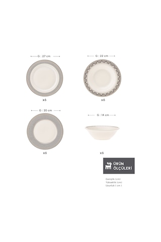 Karaca  Forever Bone Globe 24 Parça 6 Kişilik Yemek Takımı