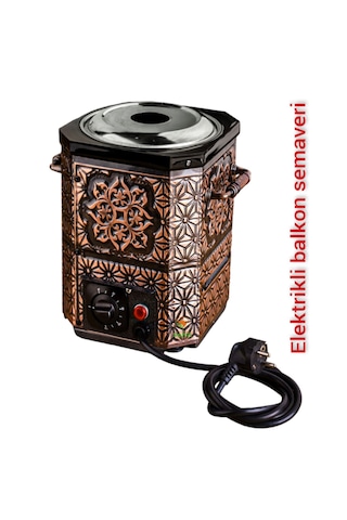 Elektrikli Nostaljik Bahçe Semaveri Bakır Demlik Dahil