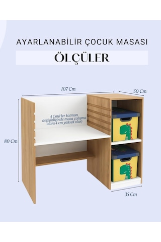 Ayarlanabilir Çalışma Masası %100 Mdf Kaliteyle Tasarlandı Küçük Yaştan Büyük Yaşa Kadar Tek Masa Çok Renkli