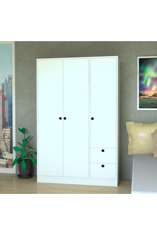 k-anm 3 Kapaklı 2 Çekmeceli 110 Cm Gardırop